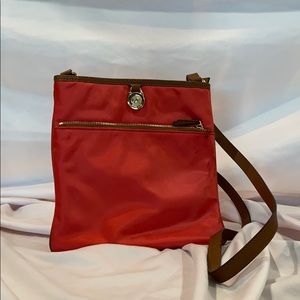 Deep coral MK crossbody nylon bag
